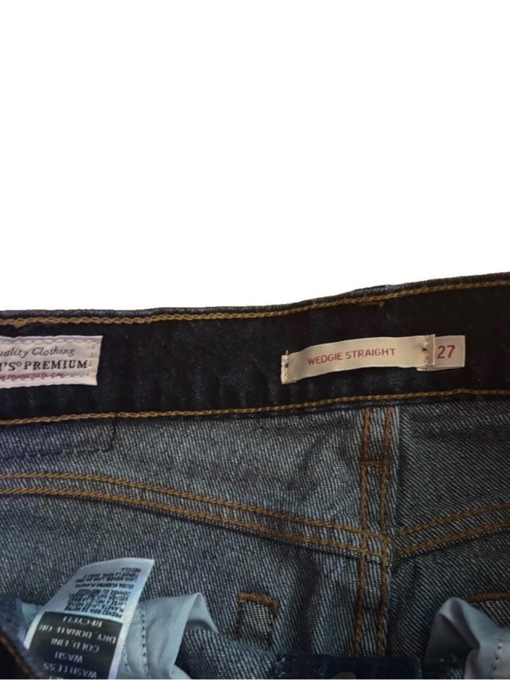 Levi's Premium Wedgie Straight Blue Cropped High-Rise Jeans - 27 - Picture 3 of 7